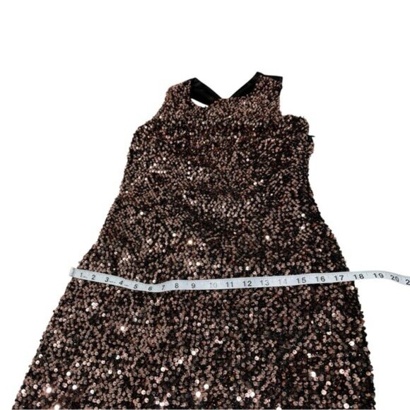 MILLY Vivi Gold Tinsel Sequin Mini Dress Size 6 | Sleeveless Open Back Party Dre - Picture 9 of 12